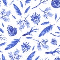 Seamless pattern with hand drawn feathers Royalty Free Stock Photo
