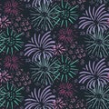 Seamless pattern with hand drawn fireworks. Colorful holiday vector endless background Royalty Free Stock Photo