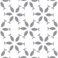 Seamless pattern with hand drawn fishes, doodle style. Silhouettes and contours, vector illustration on white background Royalty Free Stock Photo