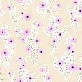 Seamless pattern with hand drawn floral cactuses and textures. Perfect for fabric, textile. Creative pastel pink vector background Royalty Free Stock Photo