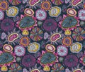 Seamless pattern with hand drawn floral fantasy motif