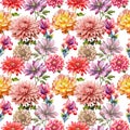 Seamless pattern with hand drawn flowers. Floral illustration.