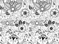 Seamless pattern with hand-drawn flowers and hearts. Doodle style vector illustration on white background. Royalty Free Stock Photo