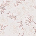 Seamless pattern with hand drawn flowers.