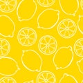 Seamless pattern with hand drawn fruits elements lemon. Vegetarian wallpaper.