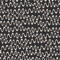 Seamless pattern with hand drawn futuristic black and white curved and rounded shapes