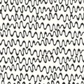Seamless pattern with hand drawn futuristic black and white curved and rounded shapes