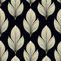 Seamless pattern with hand drawn ginkgo biloba leaves on dark blue background. Royalty Free Stock Photo