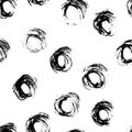 Seamless pattern with hand drawn grunge circles. Ink illustration. Royalty Free Stock Photo