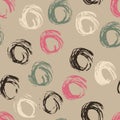 Seamless pattern with hand drawn grunge circles. Ink illustration. Royalty Free Stock Photo