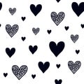 Seamless pattern with hand drawn heart with celtic ornament on white background,surface pattern template,Valentine