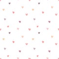 Seamless pattern of hand-drawn hearts at a great distance. Vector image for Valentine`s Day, lovers, prints, clothes, textiles, ca