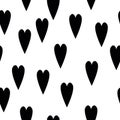 Seamless pattern with hand-drawn hearts. Ink grungy heart backgr