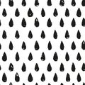 Seamless pattern of hand drawn ink rain drops brush stroke