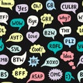 Seamless Pattern with Hand Drawn Internet Acronyms Royalty Free Stock Photo