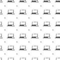 Seamless pattern hand drawn laptop. Doodle black sketch. Sign symbol. Decoration element. Isolated on white background. Flat Royalty Free Stock Photo