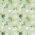 Seamless pattern with hand drawn and lemon lime flowers