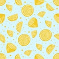 Seamless pattern of hand drawn lemons. Citrus fruit background. Perfect for textile wallpaper posters Royalty Free Stock Photo
