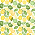 Seamless pattern with hand drawn lemons and limes