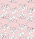 Seamless pattern with hand drawn magnolia flower. Vector illustration. Botanical pattern for textiles and wallpapers