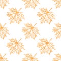 Seamless pattern with hand drawn maple leaves. Vintage background