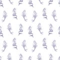 Seamless pattern with hand drawn mermaids on white background. Backdrop with undine. Vector illustration in vintage