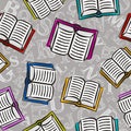 Seamless pattern of hand-drawn opened books Royalty Free Stock Photo