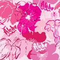 Seamless pattern with hand drawn outlines frangipani