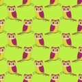 Seamless pattern with hand drawn owls.