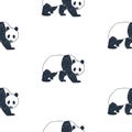 Seamless pattern with hand drawn panda vector illustration.