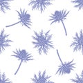 Seamless pattern with hand drawn pastel blue eryngo