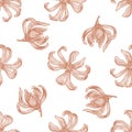 Seamless pattern with hand drawn pastel champak