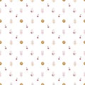 seamless pattern of hand-drawn pastry chef sheep and a lot of sweets. cute cartoon pattern for children's textiles