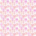 Seamless pattern with hand-drawn pink and orange watercolor hearts