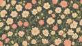 Seamless pattern with hand drawn pink white flowers, Floral background Royalty Free Stock Photo