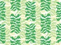 Seamless pattern of hand drawn plants in naive Matisse style, botanical pattern in pastel green colors.
