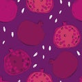 Seamless pattern with hand drawn pomegranates Royalty Free Stock Photo