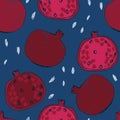 Seamless pattern with hand drawn pomegranates Royalty Free Stock Photo