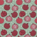 Seamless pattern with hand drawn pomegranates Royalty Free Stock Photo