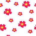 Seamless pattern hand drawn red mallows on white background. Abstract simple drawing summer floral print, vector eps 10