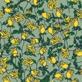 Seamless pattern of hand drawn roses. Vector illustration