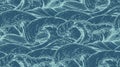 Seamless pattern with hand drawn sea waves Royalty Free Stock Photo