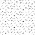 Seamless pattern hand drawn a set of tools for repair and construction. Doodle black sketch. Sign symbol. Decoration element. Iso