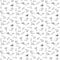Seamless pattern hand drawn a set of tools for repair and construction. Doodle black sketch. Sign symbol. Decoration element. Iso Royalty Free Stock Photo