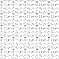 Seamless pattern hand drawn a set of tools for repair and construction. Doodle black sketch. Sign symbol. Decoration element. Iso Royalty Free Stock Photo