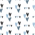 Seamless pattern of hand drawn simple hearts