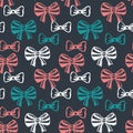 Seamless pattern with hand drawn sketch bows.