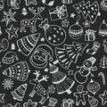 Seamless pattern of hand drawn sketchy christmas elements Royalty Free Stock Photo