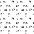 Seamless pattern with hand drawn sketchy letters. Backround with doodled envrlopes. Momochrome minimalistic background Royalty Free Stock Photo