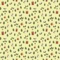 Seamless pattern with hand drawn sketchy tea theme Royalty Free Stock Photo